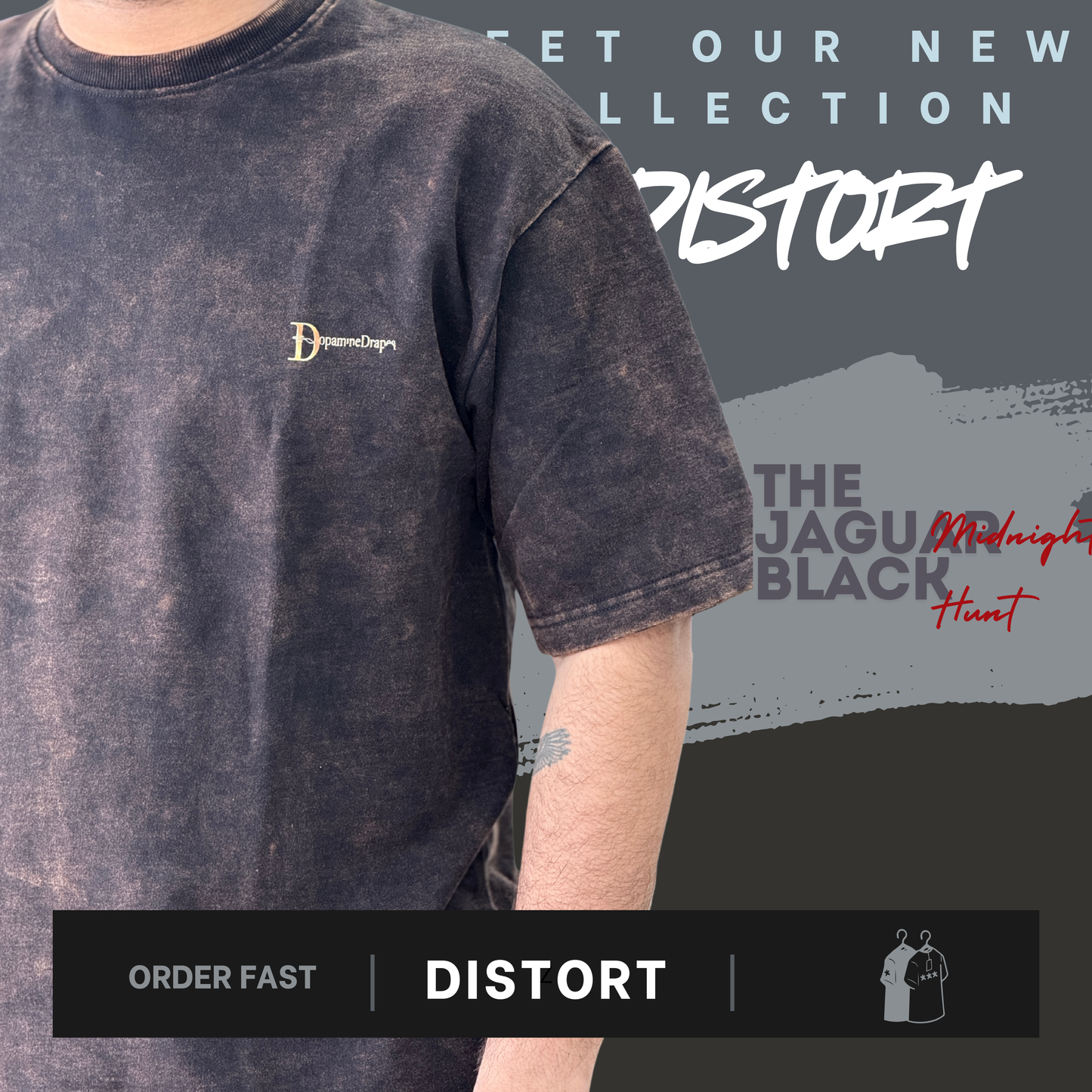 Midnight Hunt - The JAGUAR Black | DISTORT Series | DROP SHOULDERS