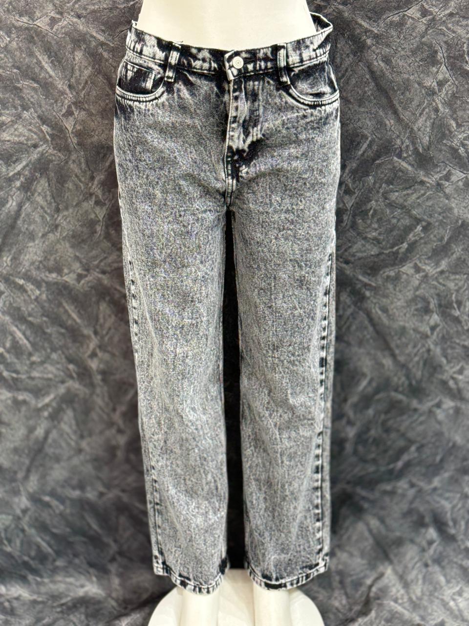 The Noir Drape – Wide-Leg Jeans - charcoal black