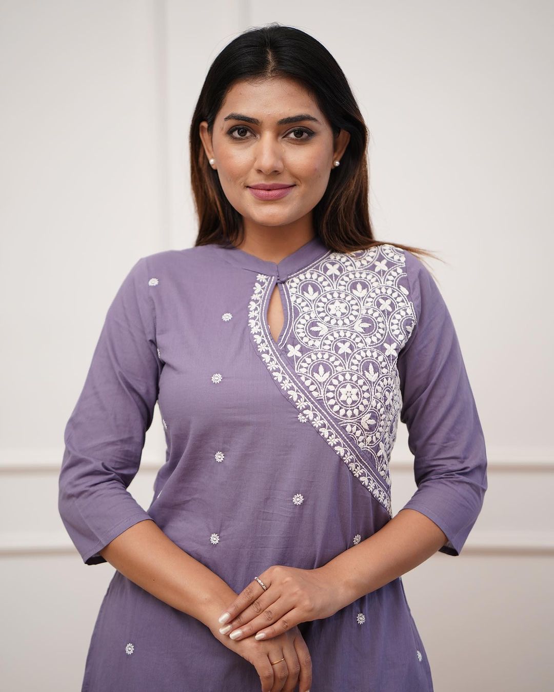 Dopa x VBDimple: Lavender/Lilac Monochrome Embroidered Pant-Set - Office Wear
