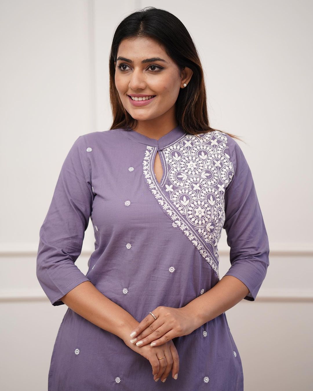 Dopa x VBDimple: Lavender/Lilac Monochrome Embroidered Pant-Set - Office Wear