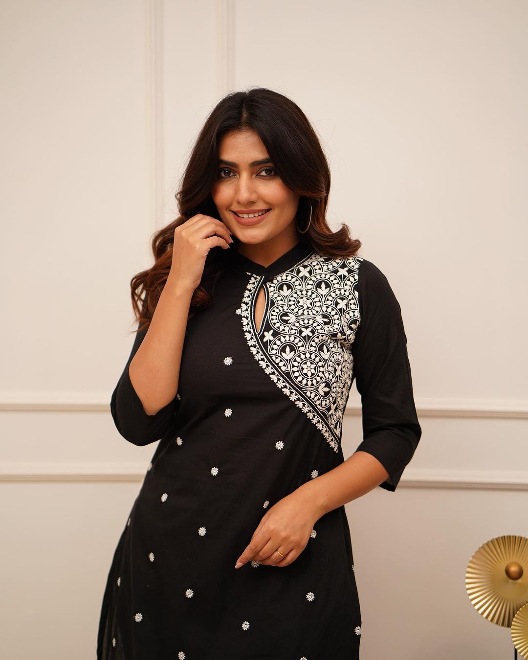 Dopa x VBDimple: Black Monochrome Embroidered Pant-Set - Office Wear