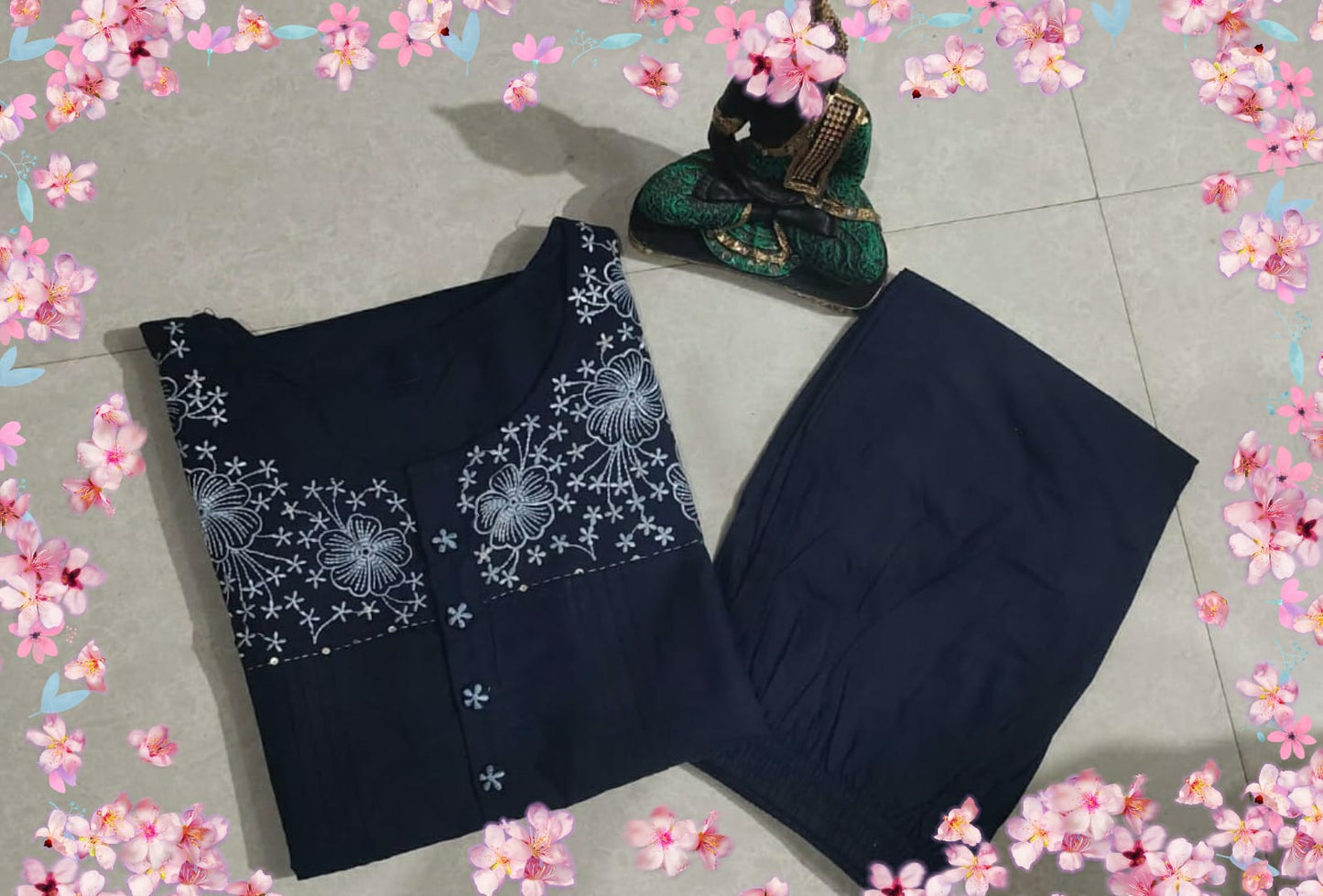 Dopa x VBDimple: Monochrome Embroidered Kurti Set - Summer Collection