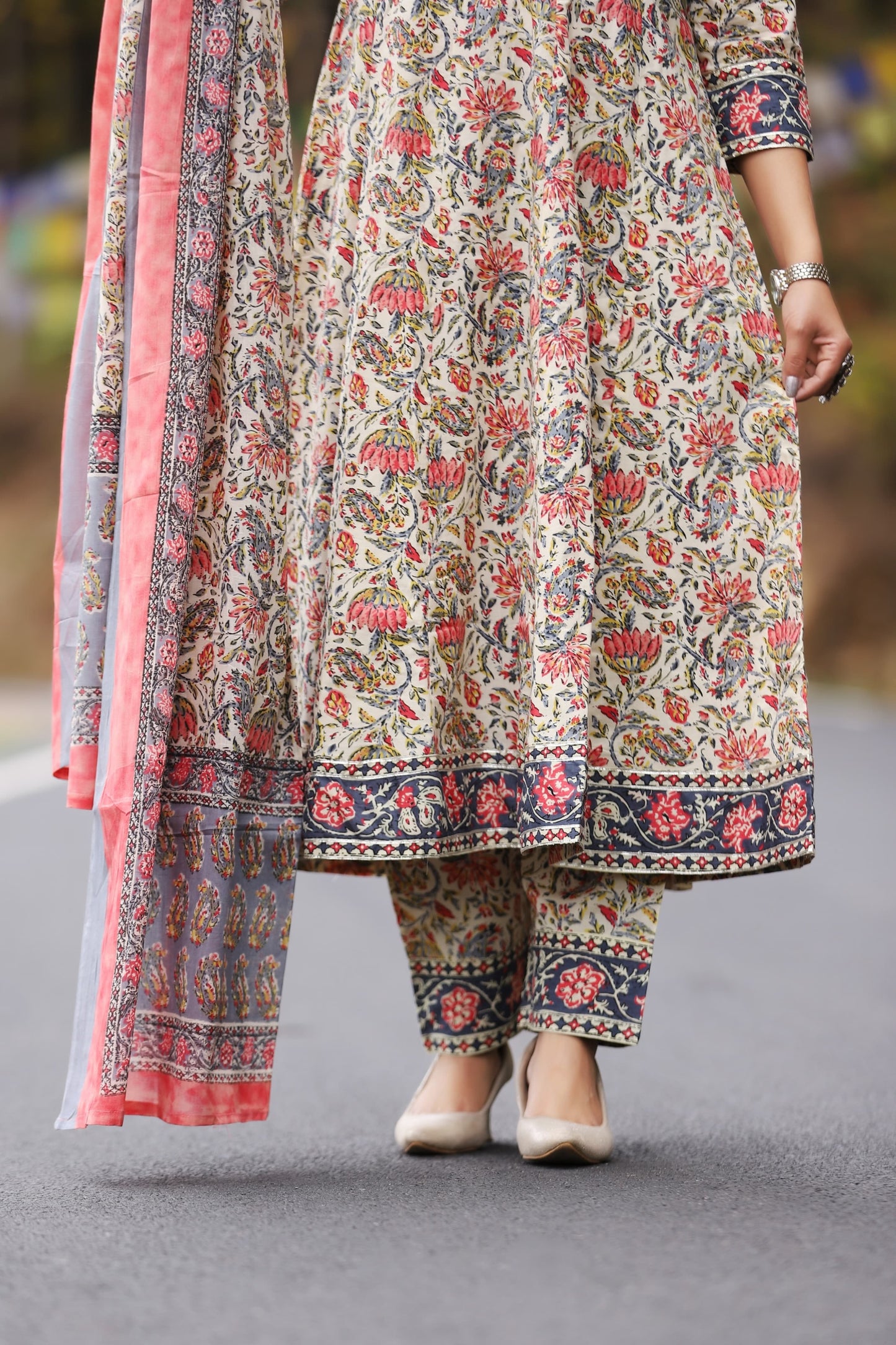 Dopa x VBDimple: Elegant Plated Anarkali Cotton Kurta Set - Traditional Wear