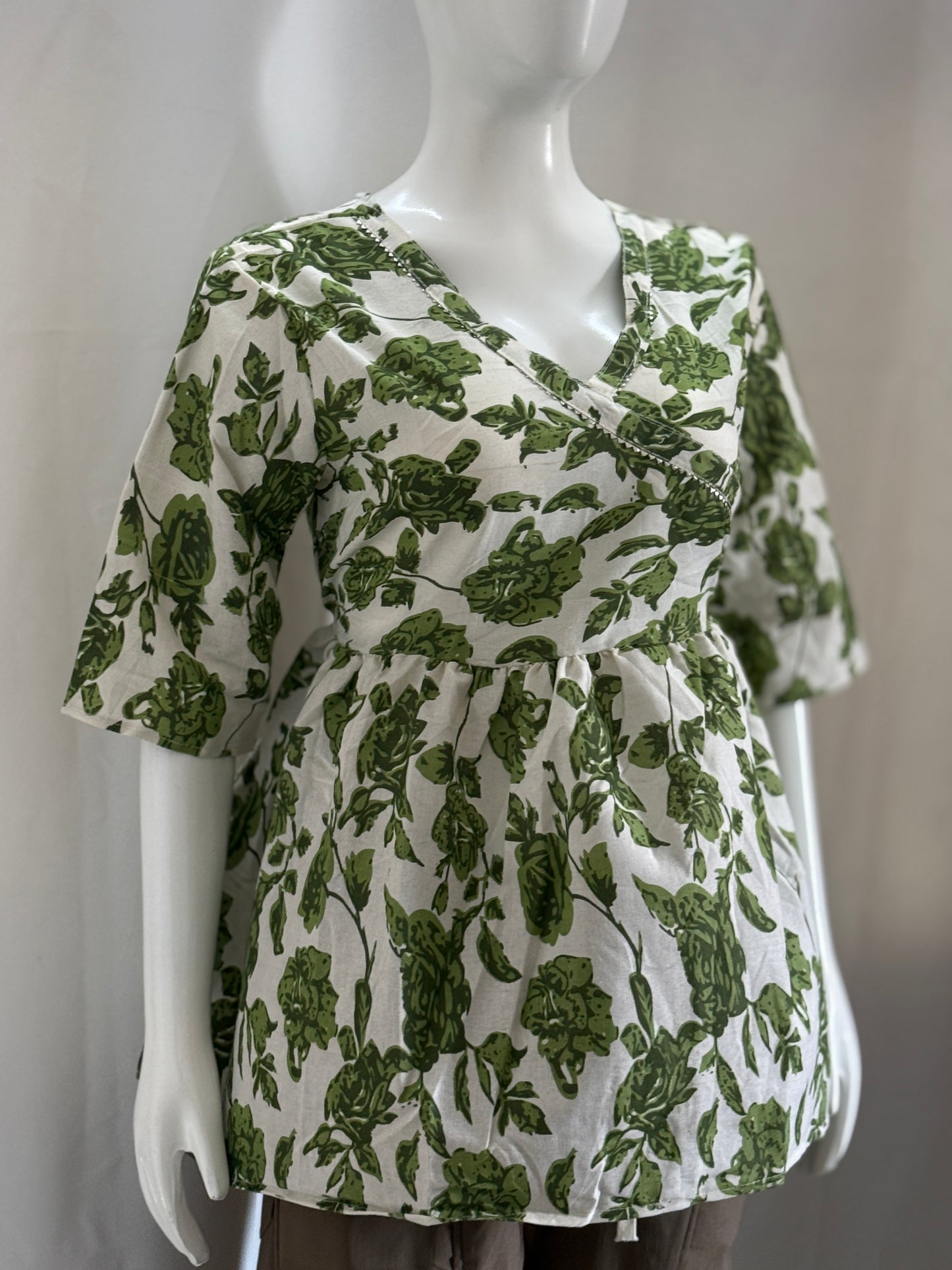KurtiKulture – Heer Olive Geometric Cotton Jodhpuri Kurti