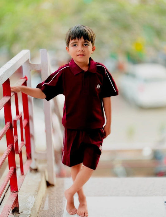 Boy's Maroon Half Co-ord Set – Stylish & Comfortable Outfit for Boys