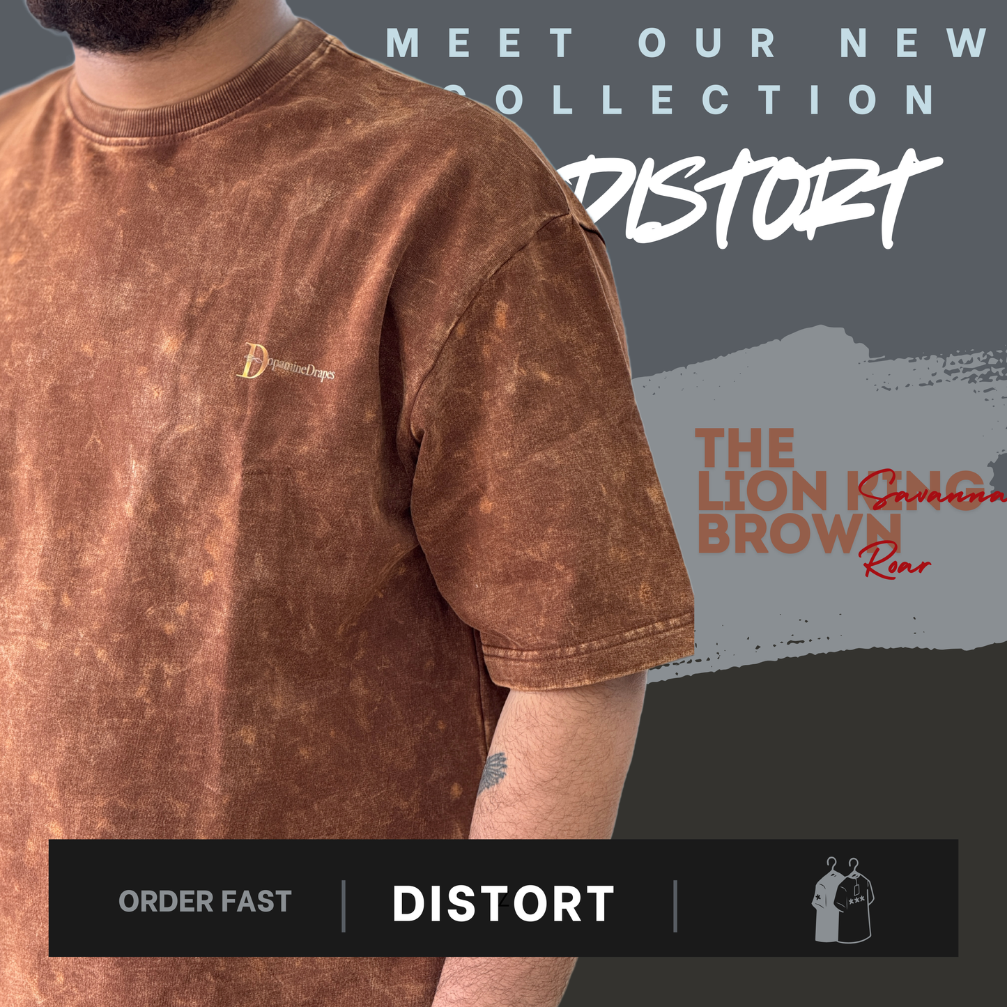Savanna Roar - The LION King Brown | DISTORT Series | DROP SHOULDERS