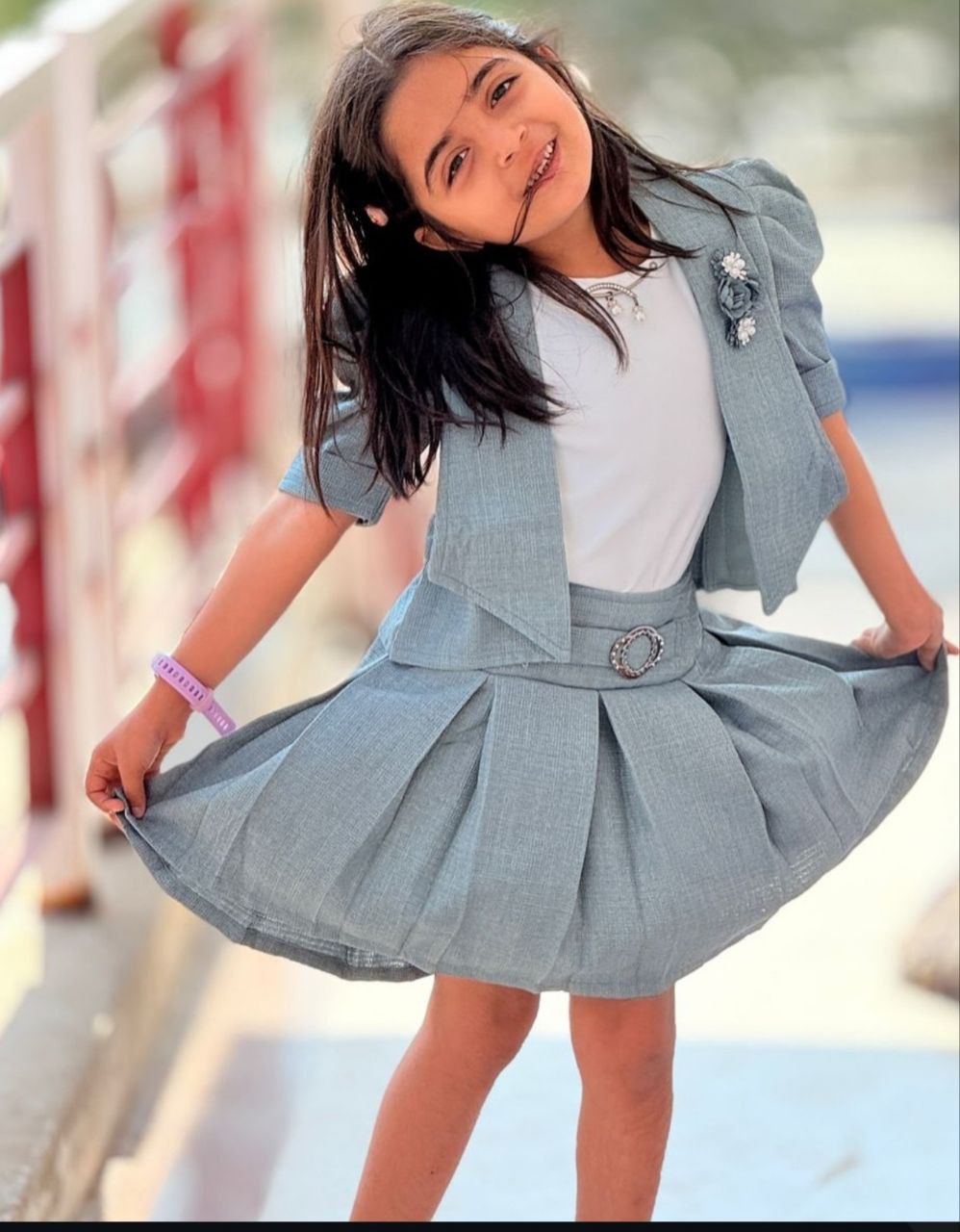 Girl's Jacket-Capri Suit – Stylish Jacket & Scut Top Combo for Trendy Girls