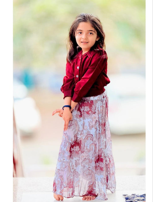 Girl's Top & Long Scut Set – Trendy & Comfortable Outfit for Girls