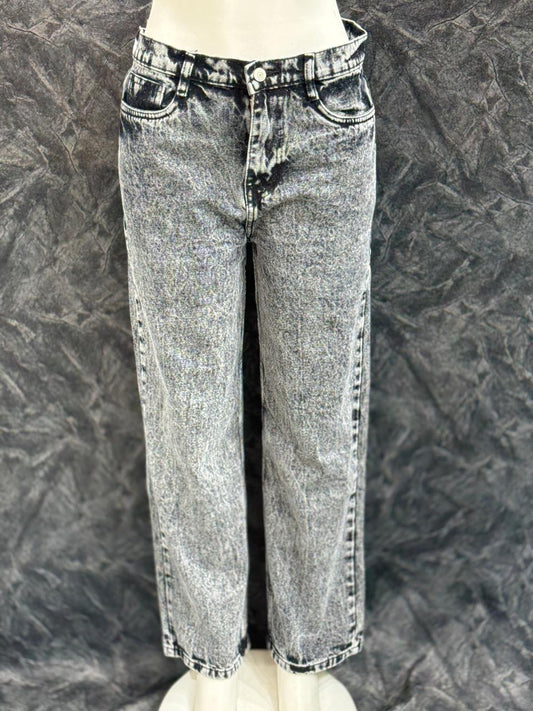 The Noir Drape – Wide-Leg Jeans - charcoal black