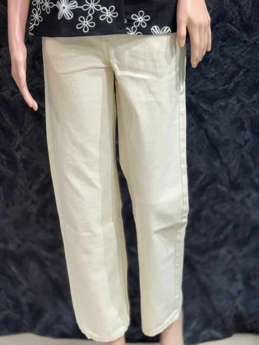 The Ivory Drape – Wide-Leg Jeans - Cream