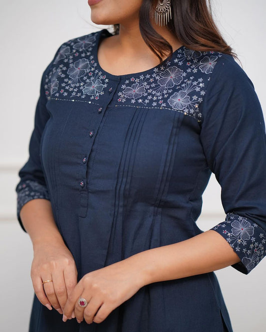 Dopa x VBDimple: Monochrome Embroidered Kurti Set - Summer Collection