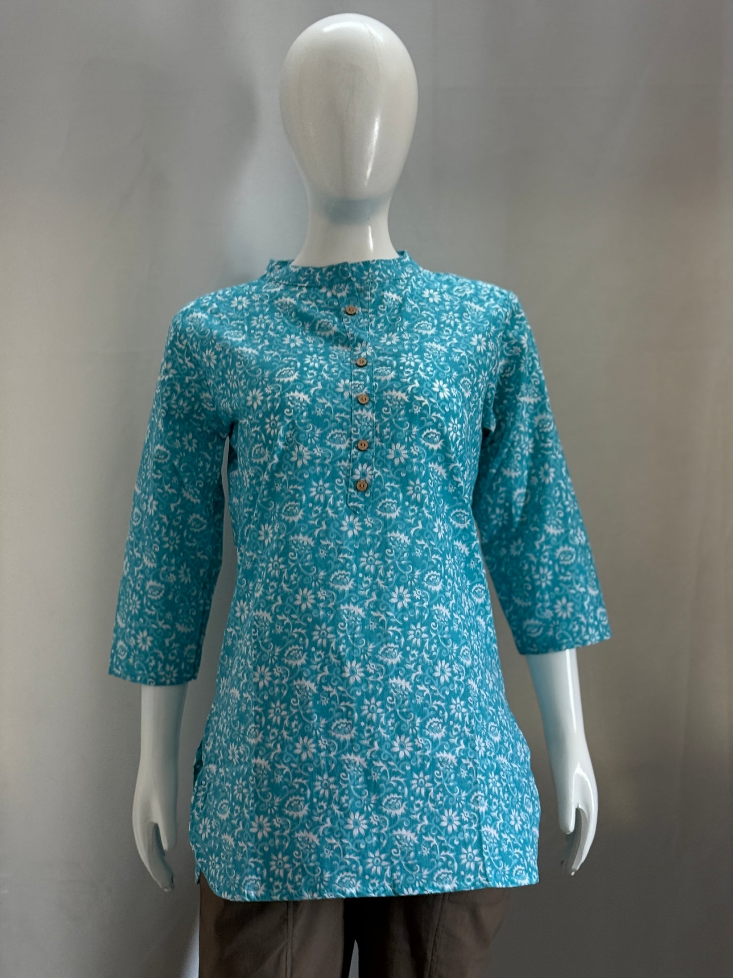 KurtiKulture – Neelkamal Teal Floral Kurti