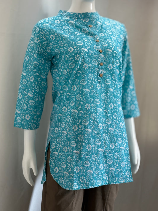 KurtiKulture – Neelkamal Teal Floral Kurti