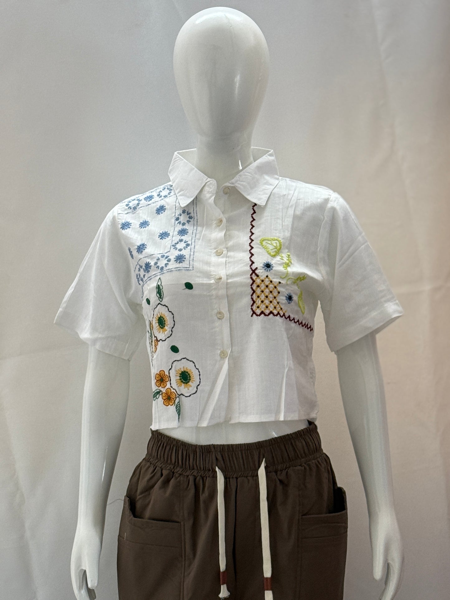 Patchwork Bloom Crop Shirt – BlushBloom Series