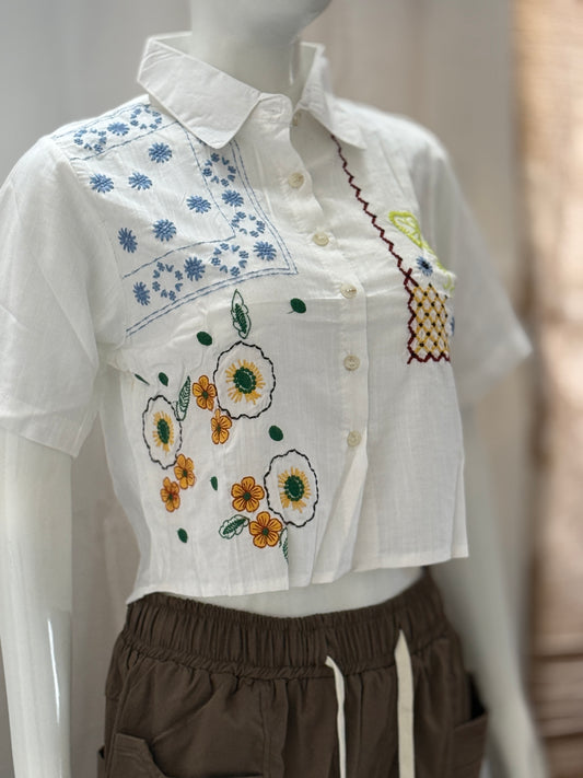 Patchwork Bloom Crop Shirt – BlushBloom Series